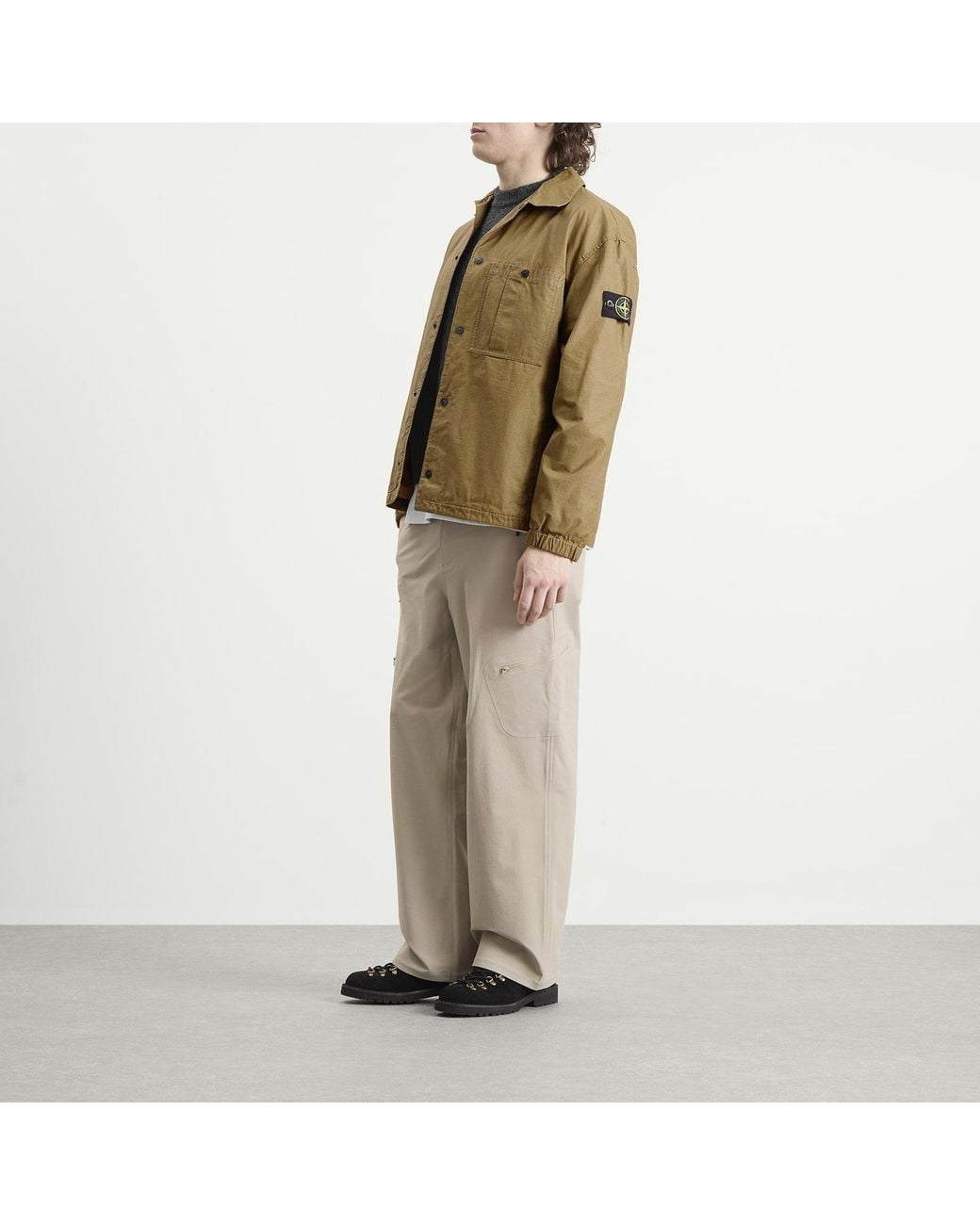 Stone Island Green Double Coated Cotton Ripstop Shirt Jacket for men