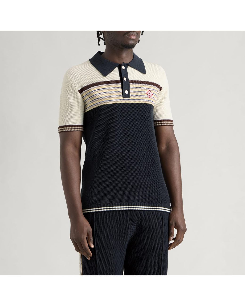 Casablanca Black Cafe Stripe Polo Shirt for men