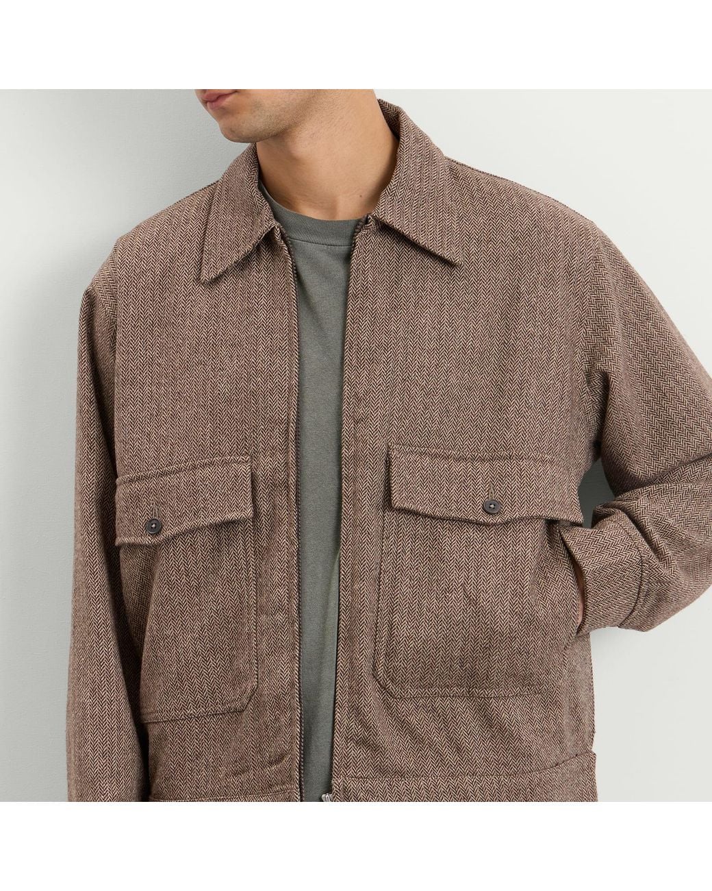 Universal Works Brown Wool Herringbone S130 Jacket for men