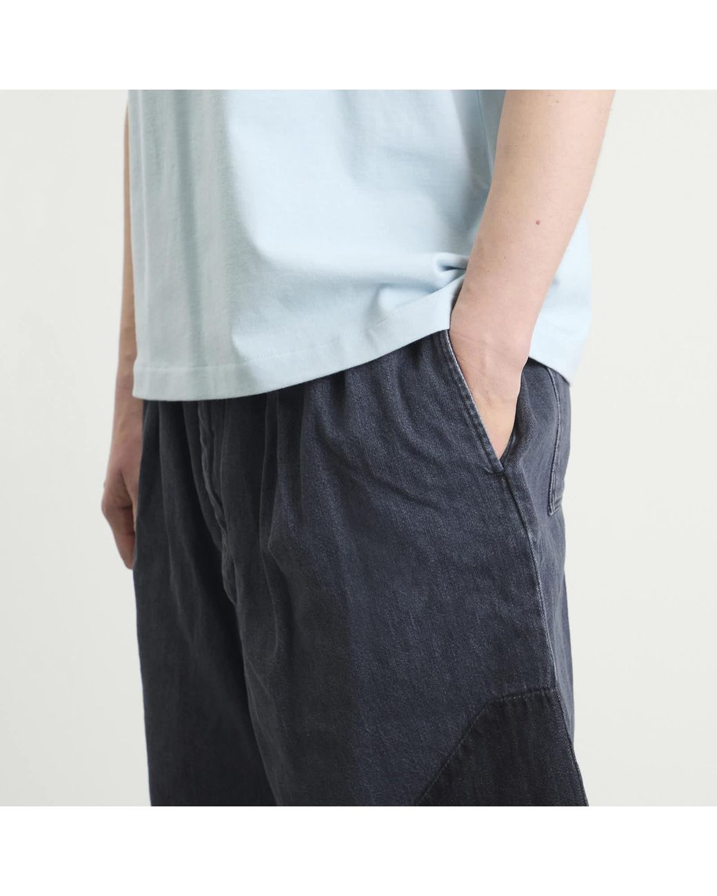 EBIT Blue Octagon Patch Denim Lofty Shorts for men