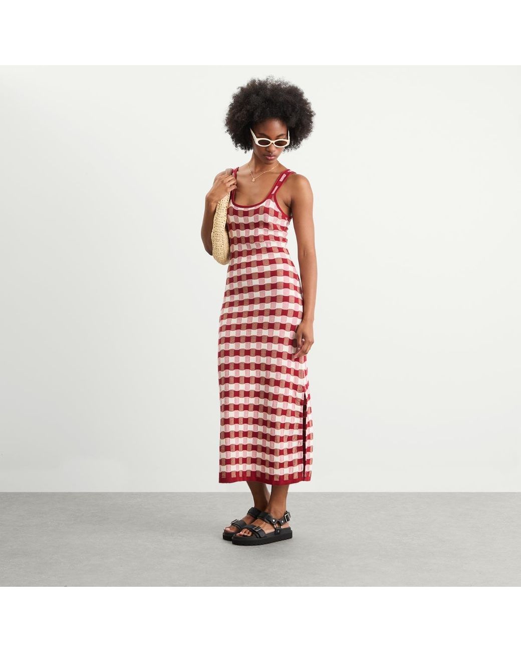 House Of Sunny Red Picnic Hockney Midi Dress
