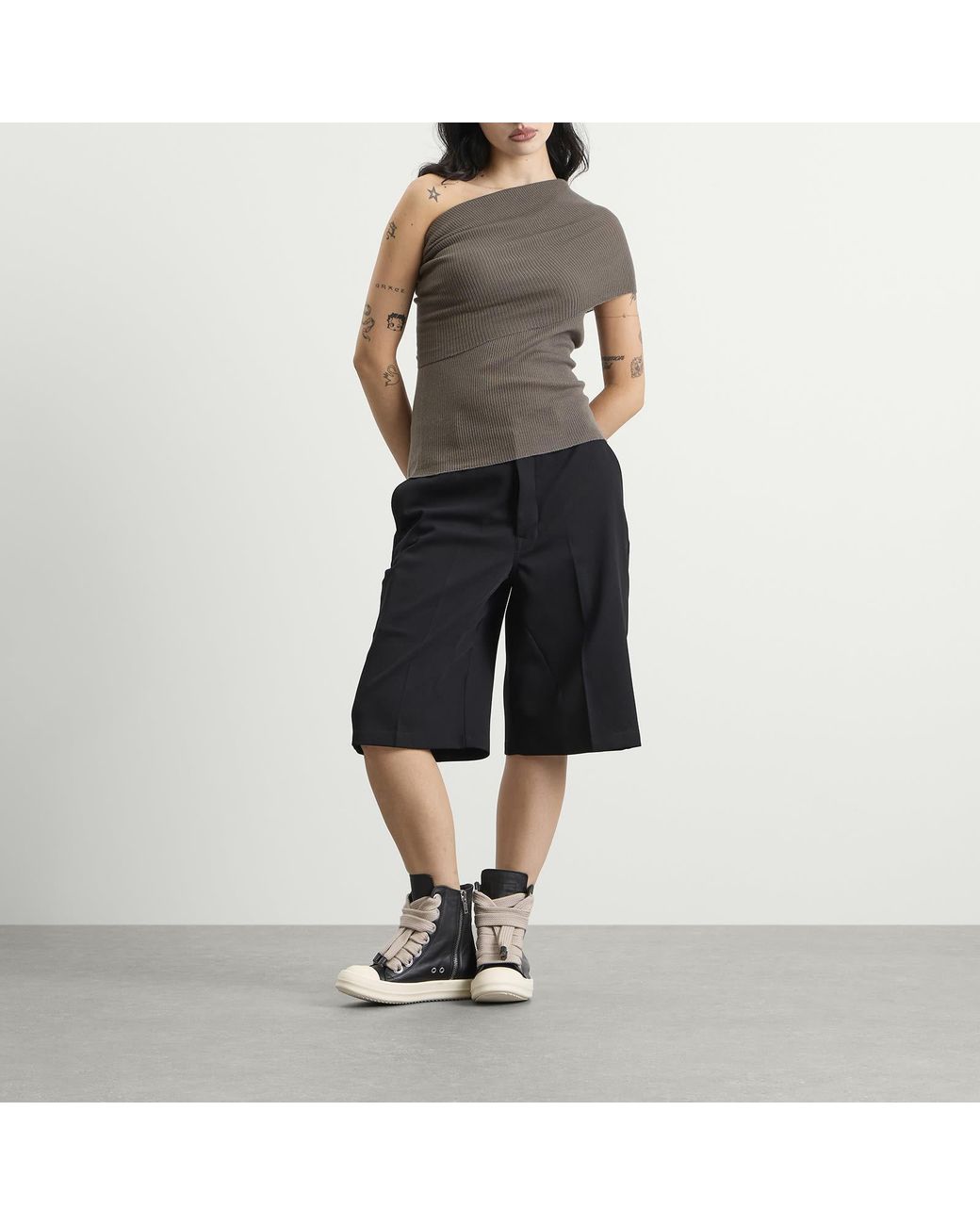Rick Owens Gray Athena One Shoulder Top