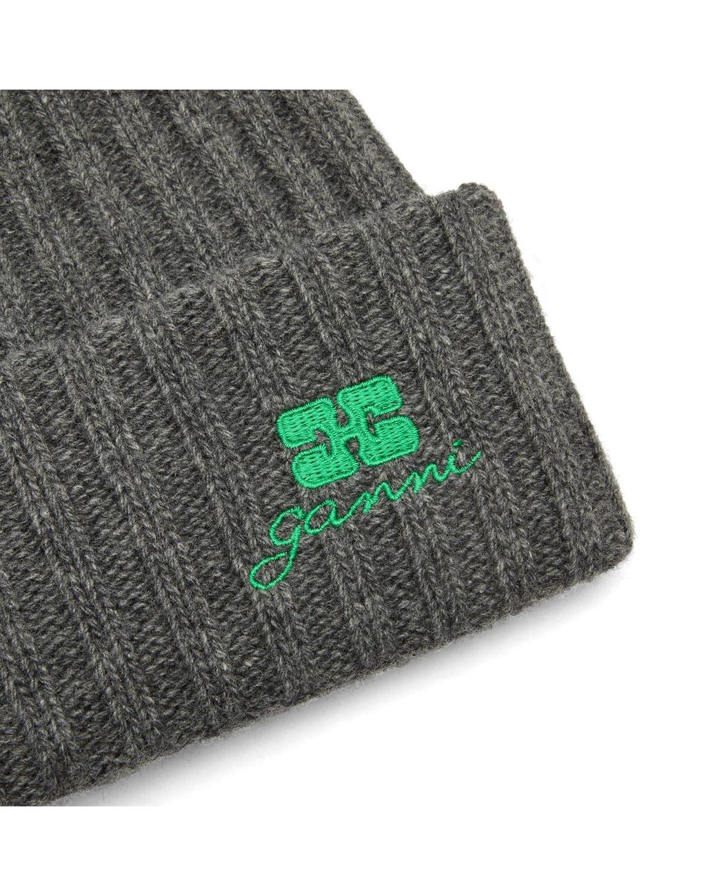 Ganni Gray Core Future Wool Knit Beanie