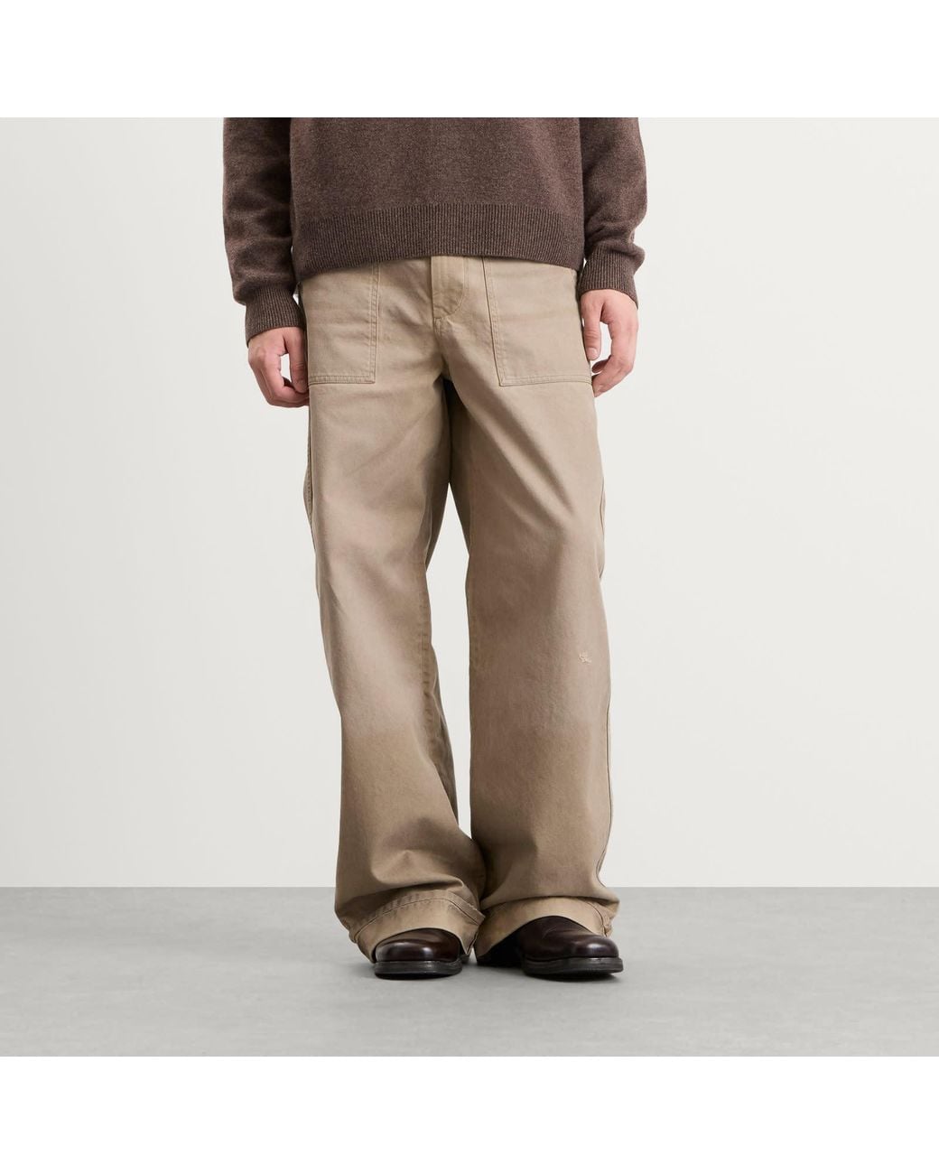 Acne Natural Plinty Rustic Cotton Twill Trousers for men