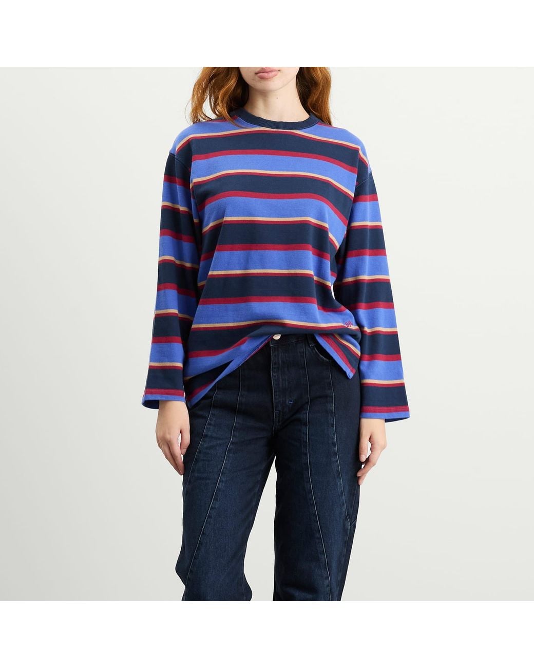 Damson Madder Blue Ali Long Sleeve Stripe T-Shirt