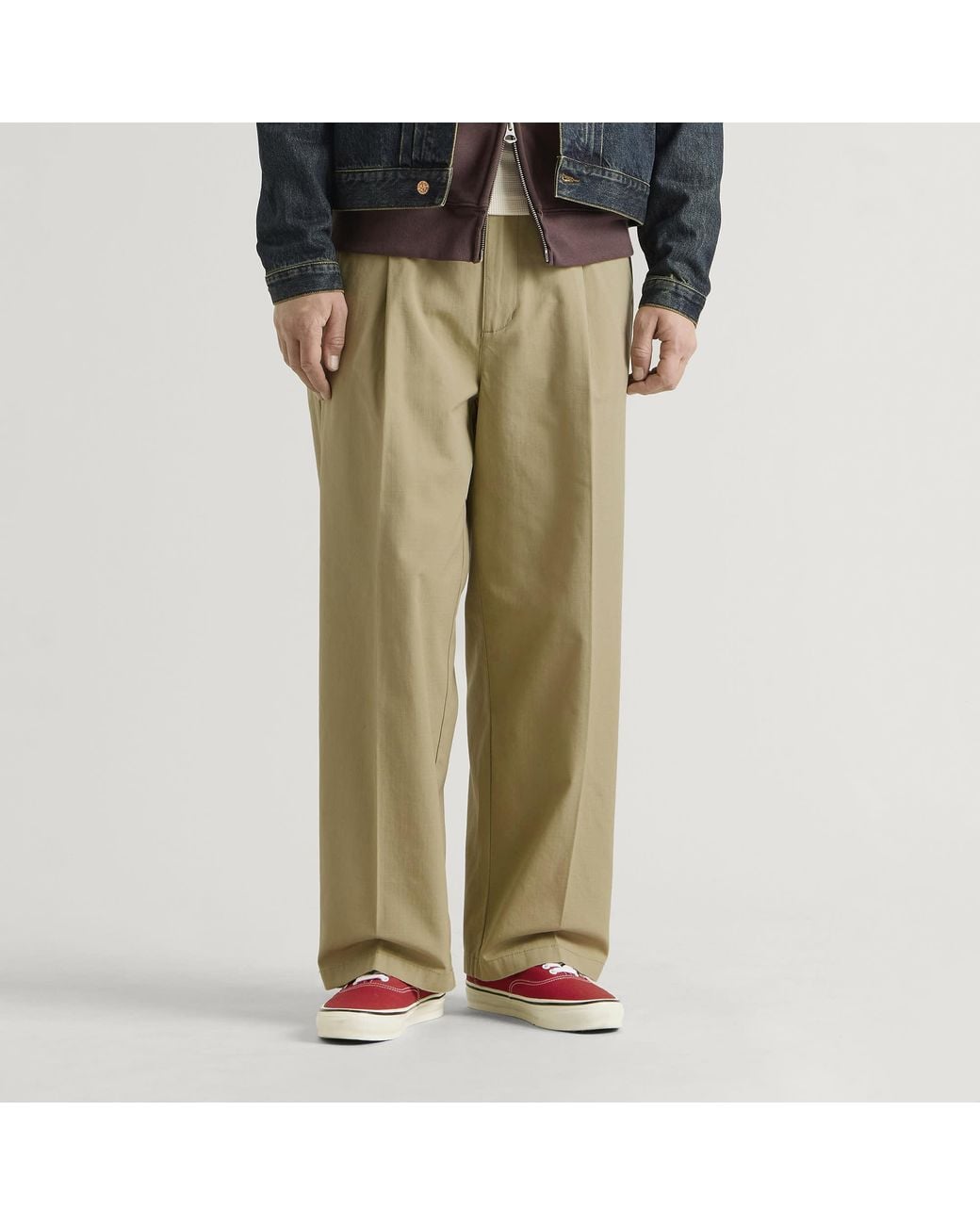 Larriet Natural Onder Pleated Ripstop Trousers for men