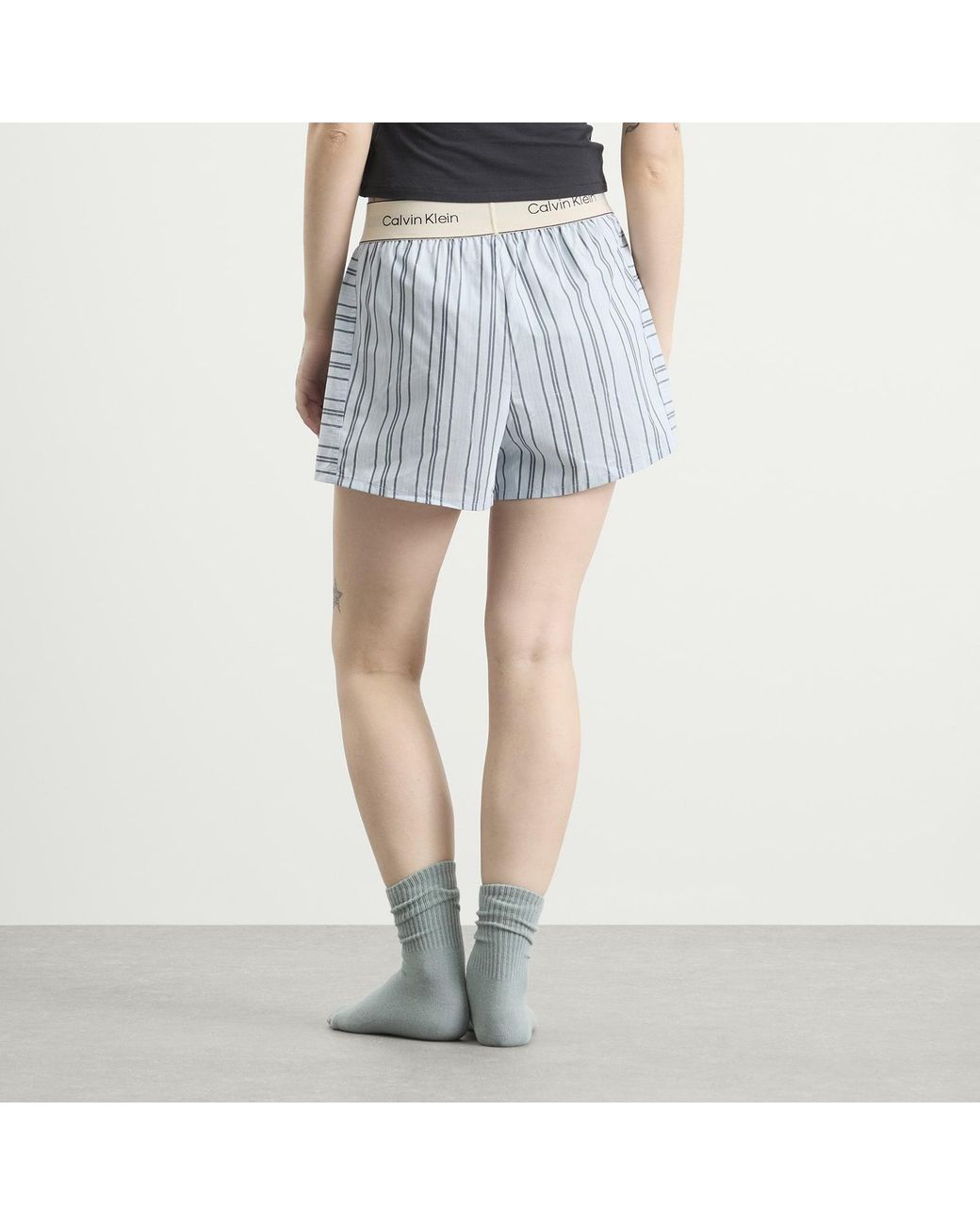 Calvin Klein Blue Cotton Poplin Sleep Short