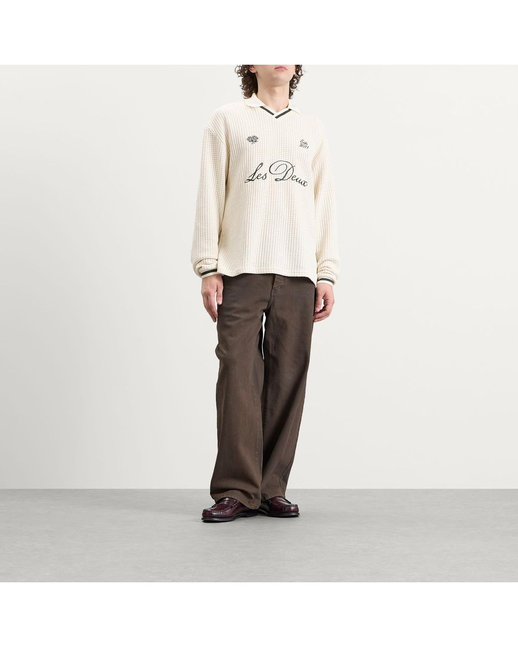 Les Deux White Waffle Long Sleeve Football Jersey for men