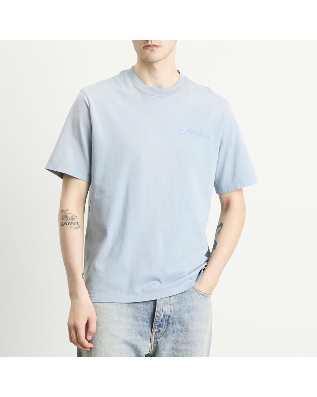 Amiri Bleach Bandana Patch T-Shirt in Blue for Men | Lyst