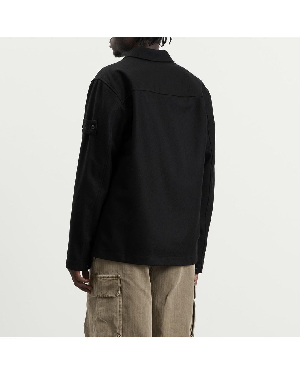 Stone Island Black Ghost Wool Nylon Flannel Overshirt for men