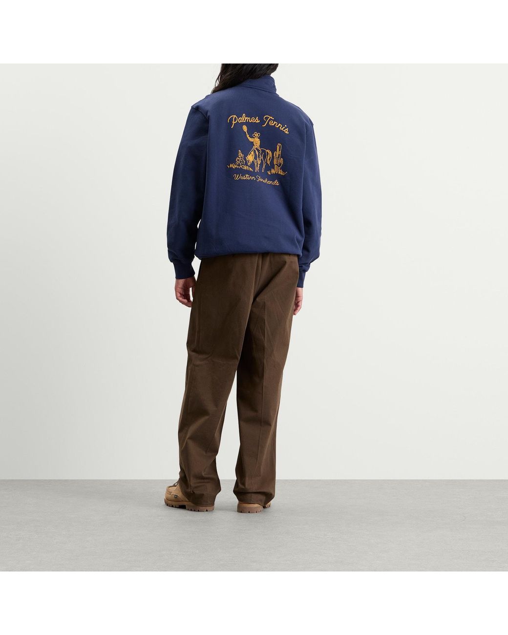 Palmes Blue Western Quarter-Zip Sweatshirt for men