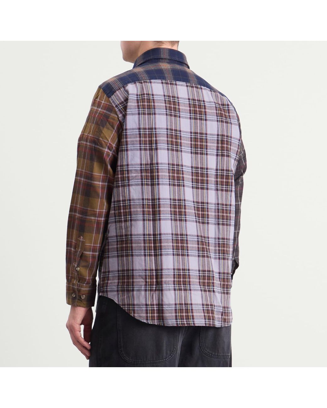 Aries Blue Overdyed Patchwork Shirt for men