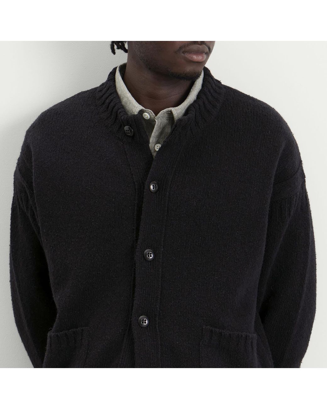 Folk Black Knitted Jacket for men