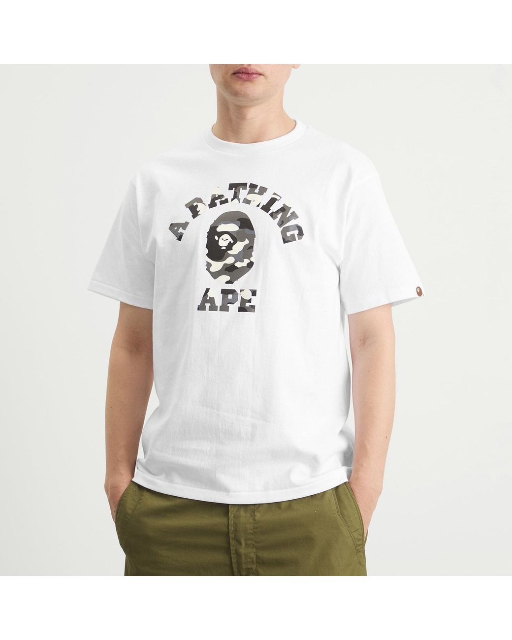 A Bathing Ape White City Camo College T-Shirt for men
