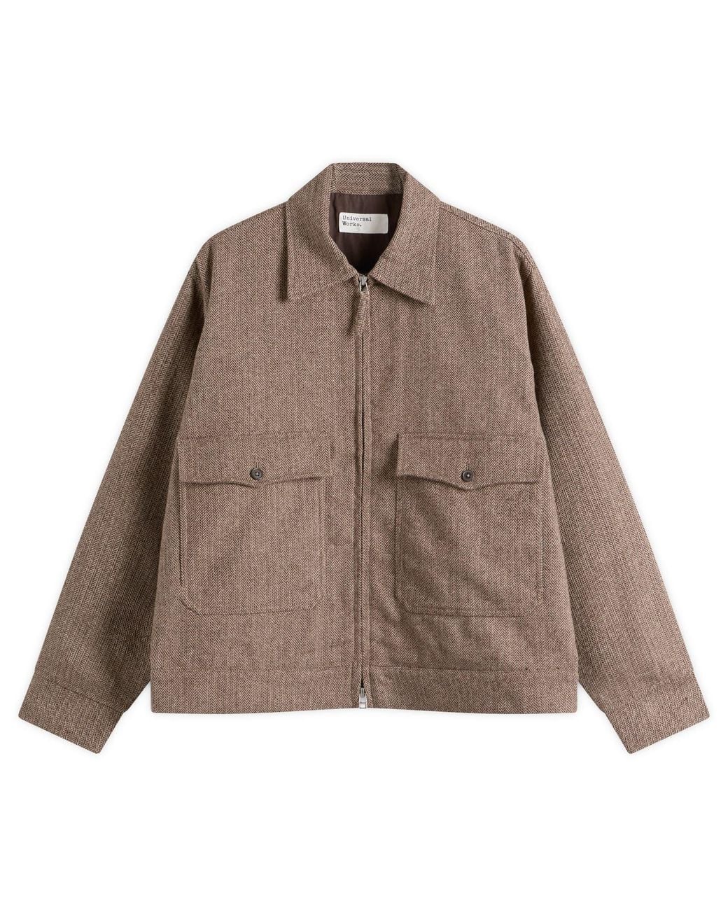 Universal Works Wool Herringbone S130 Jacket in Brown for Men | Lyst
