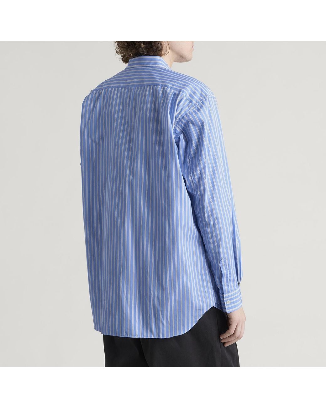 Comme des Garçons Blue Zipped Cotton Frill Shirt for men