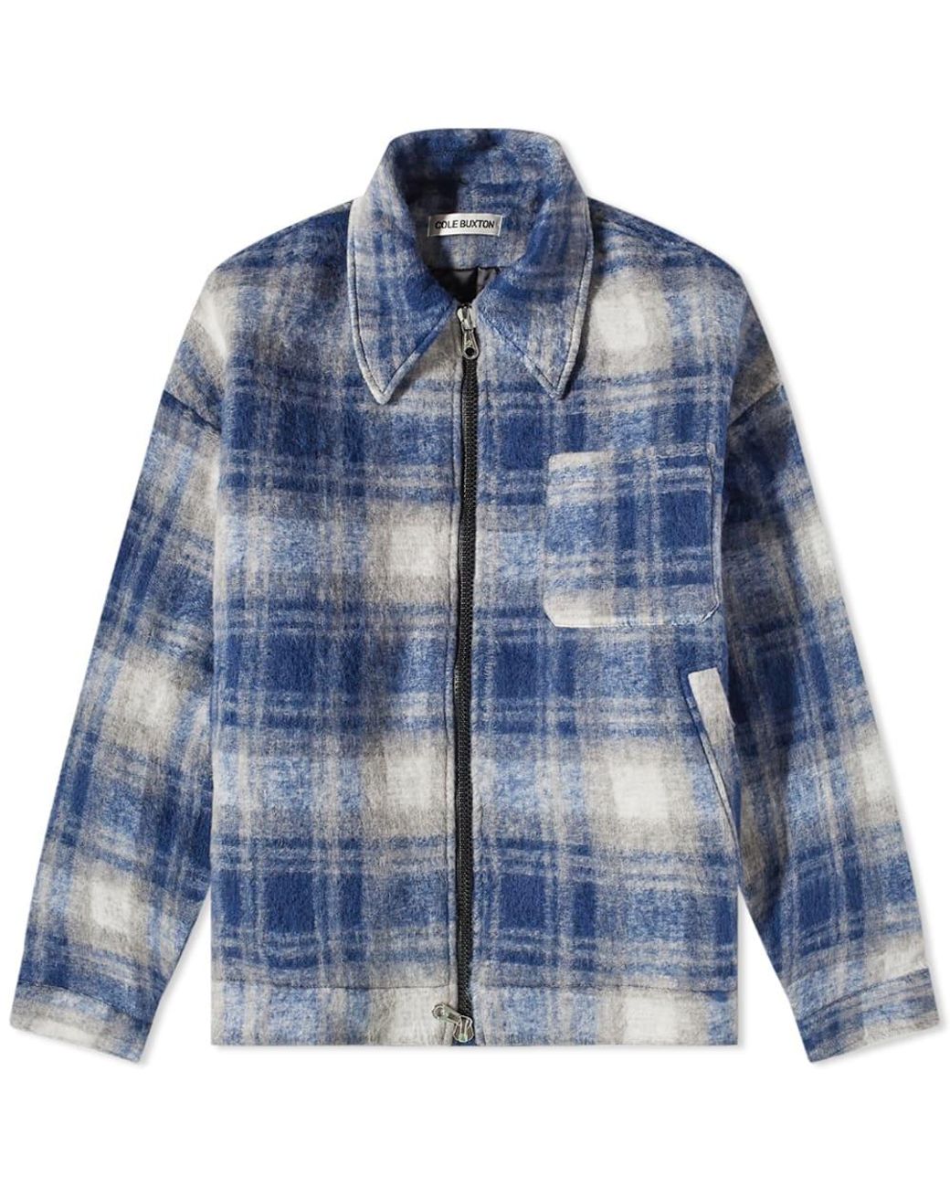 Cole Buxton Flannel Overshirt in Blue for Men | Lyst