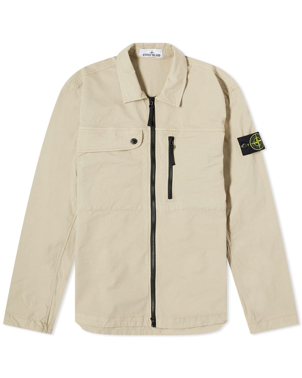 Stone Island Supima Cotton Twill Stretch-Tc Zip Shirt Jacket