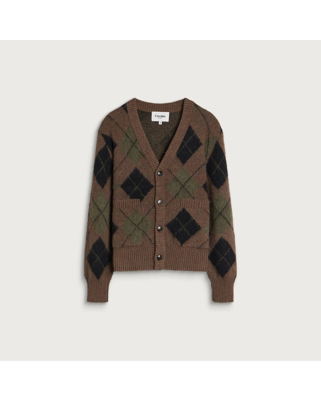 Corridor NYC Green Argyle Cardigan for men