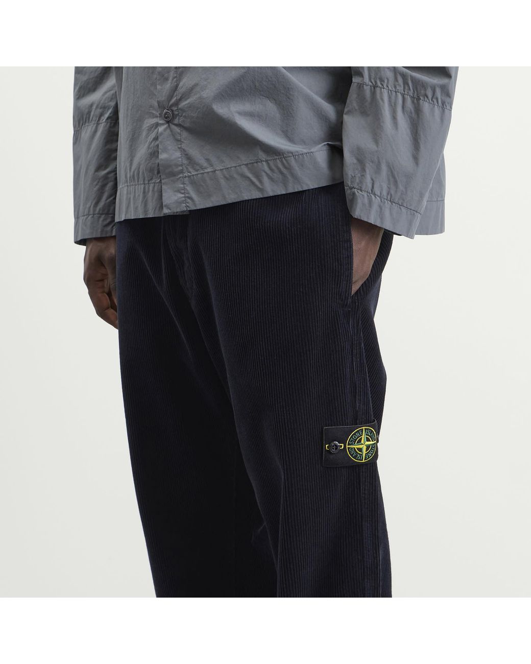 Stone Island Blue Organic Cotton Corduroy Trousers for men