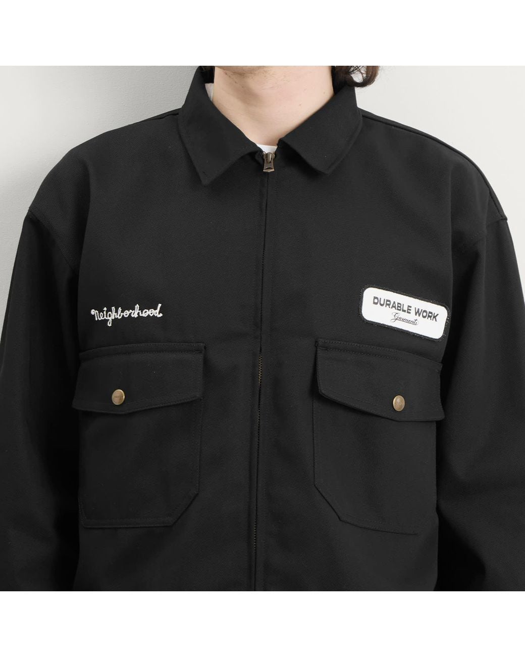 Neighborhood Black Zip Work Jacket for men