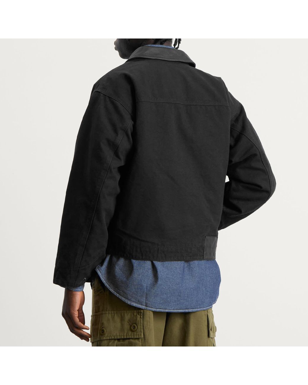 FRIZMWORKS Heavy Canvas Destroyed Work Jacket in Black for Men