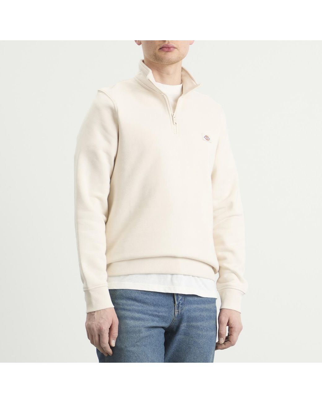 Dickies White Oakport Quarter Zip Sweat for men
