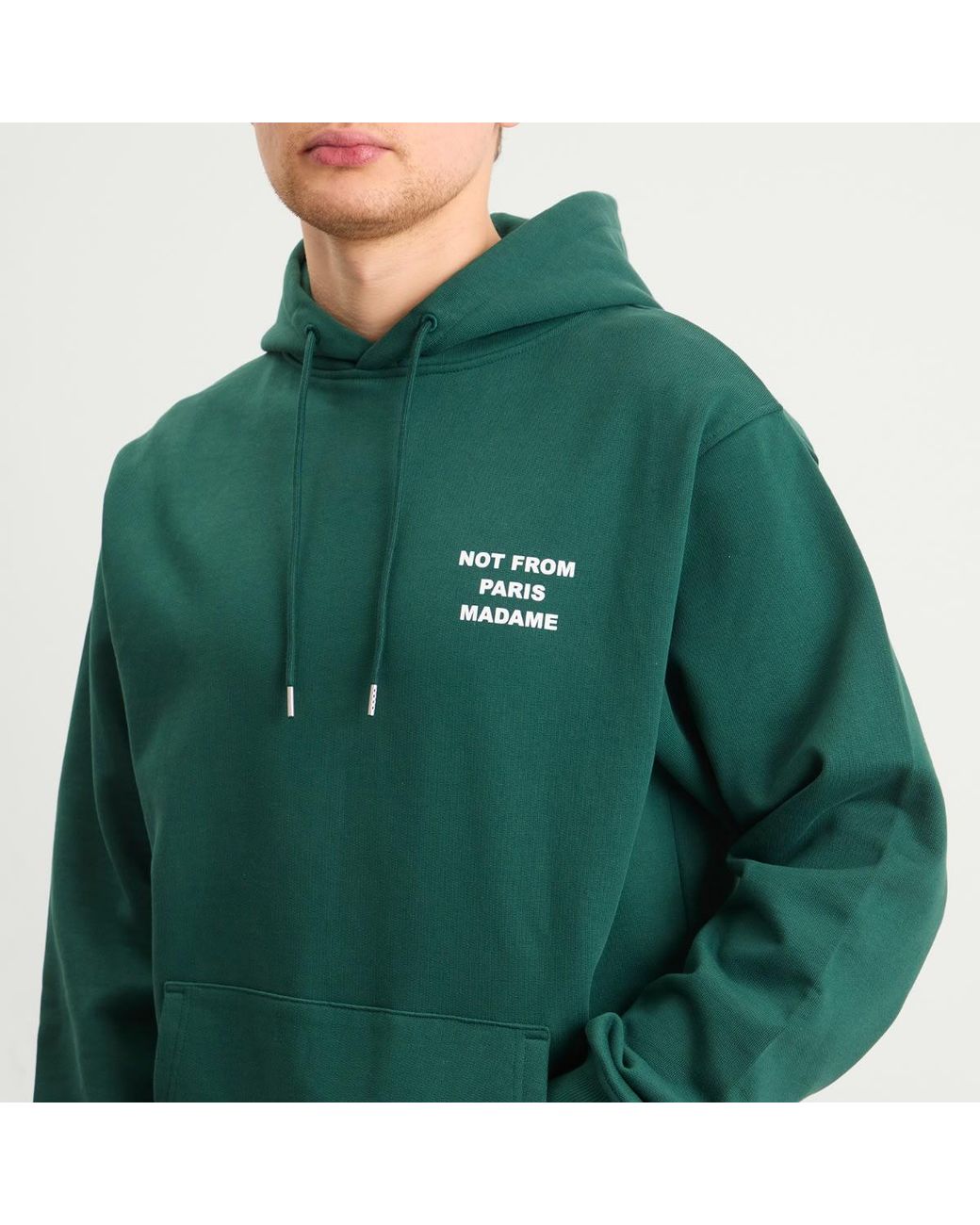 Drole de Monsieur Green Not From Paris Madame Slogan Hoodie for men