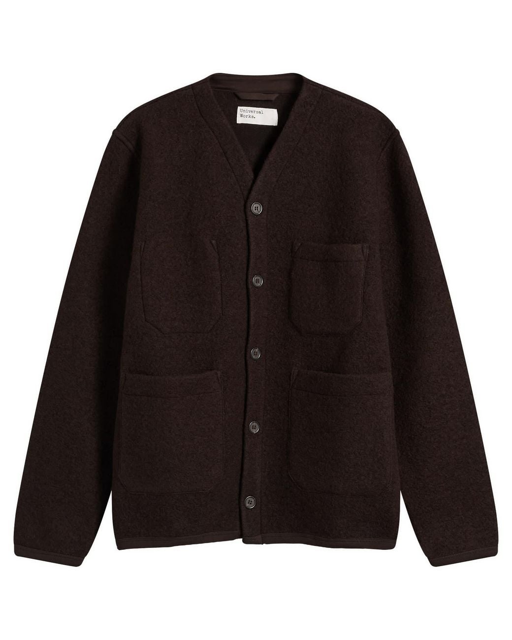 Universal Works Black Wool Fleece Cardigan for men