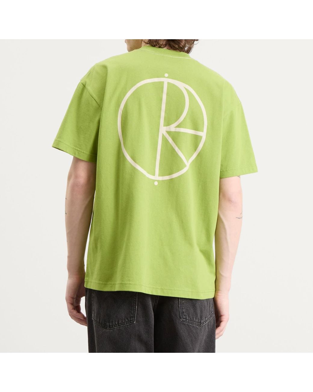 POLAR SKATE Green Stroke Logo Contrast T-Shirt for men