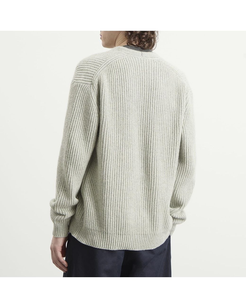 Auralee Green Cashmere Silk Melange Knit Cardigan for men