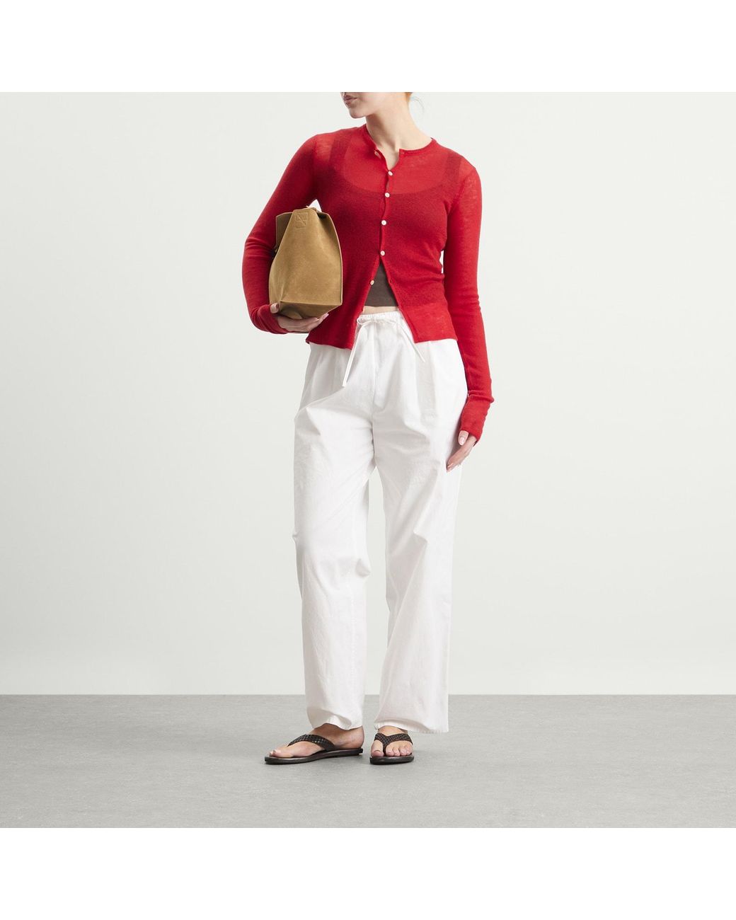 Auralee Red Cashmere Knit Cardigan
