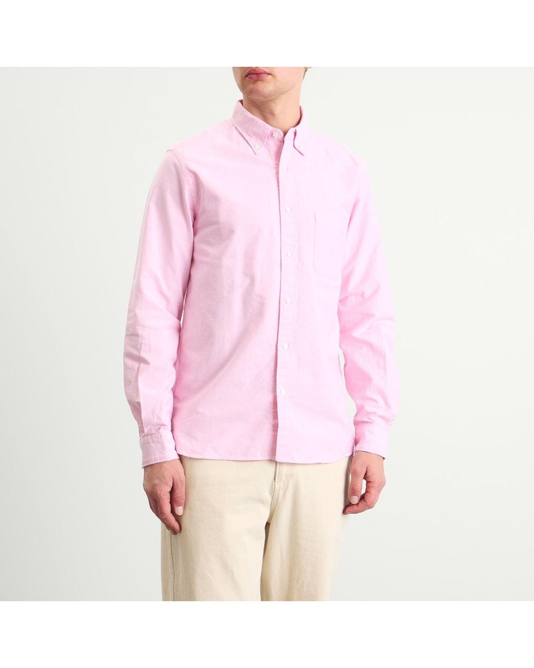 Beams Plus Pink Button Down Oxford Shirt for men