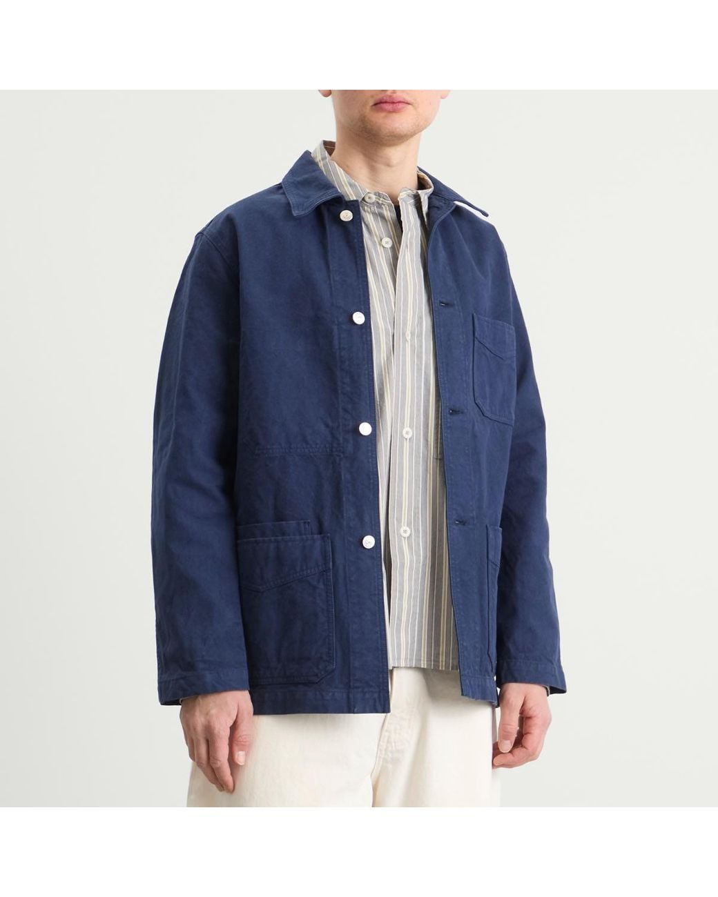 Drake's Blue Canvas Chore Jacket for men