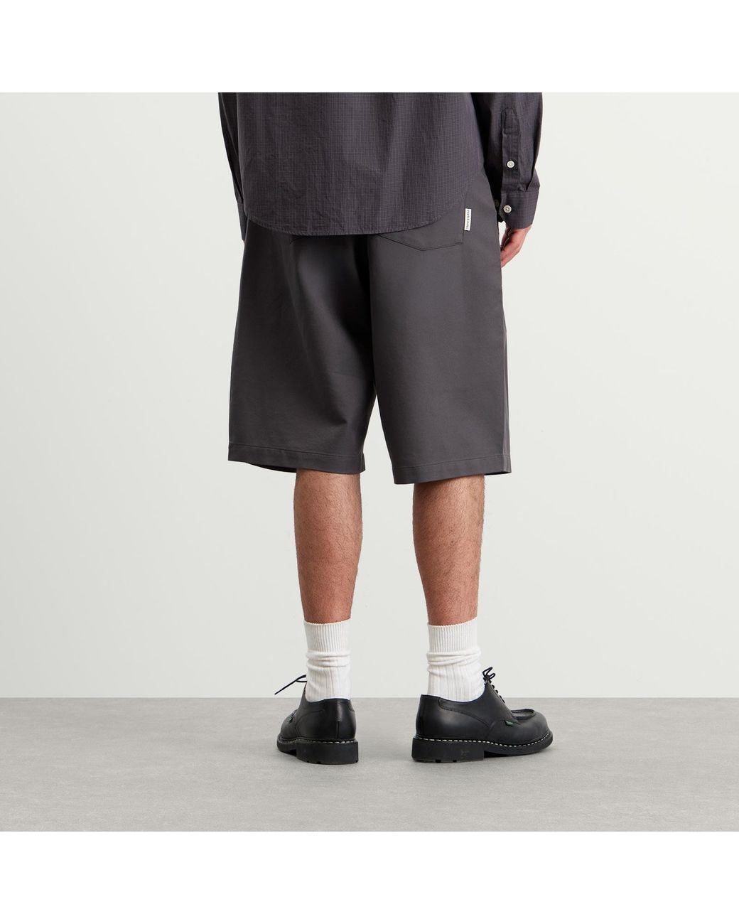 Porter James Gray Double Pleated Shorts for men