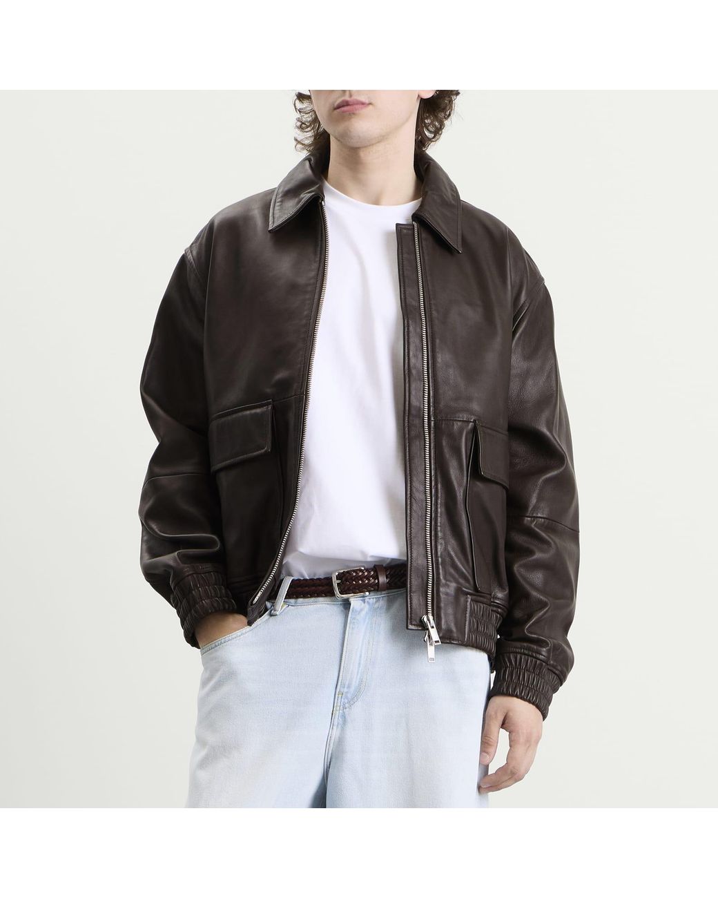 Studio Nicholson Black Piston Leather Bomber Jacket for men