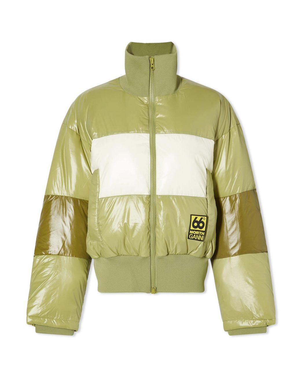 66 North X Ganni Askja Down Bomber Jacket in Green | Lyst Canada
