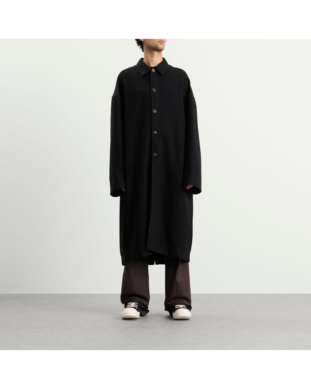 Rick Owens Black Buttoned Brad Coat Jacket for men
