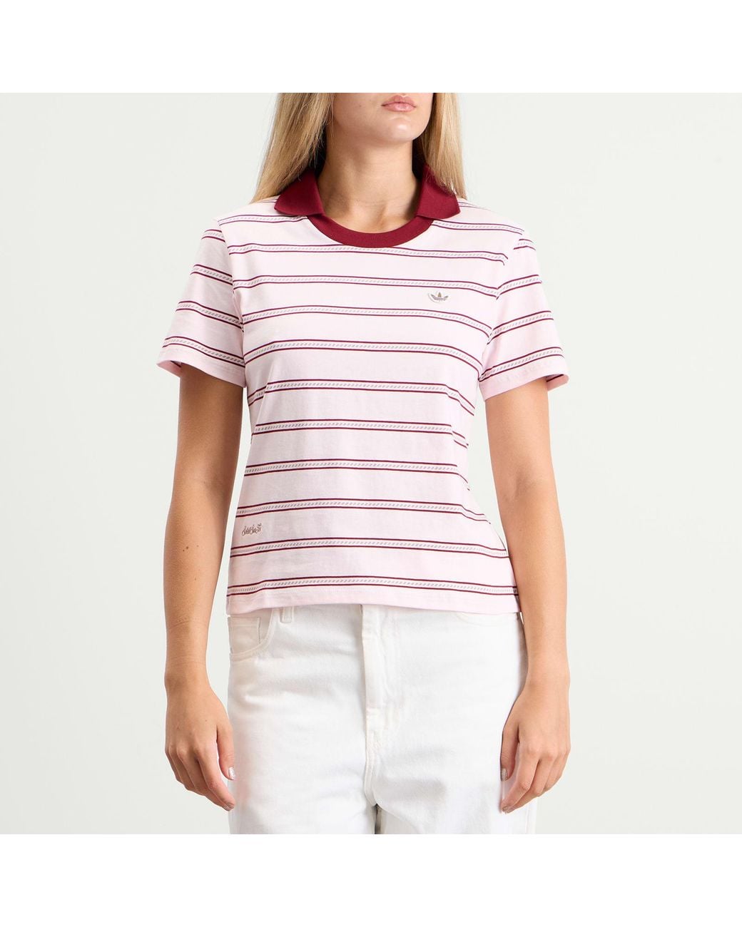 Adidas Pink Stripe Polo