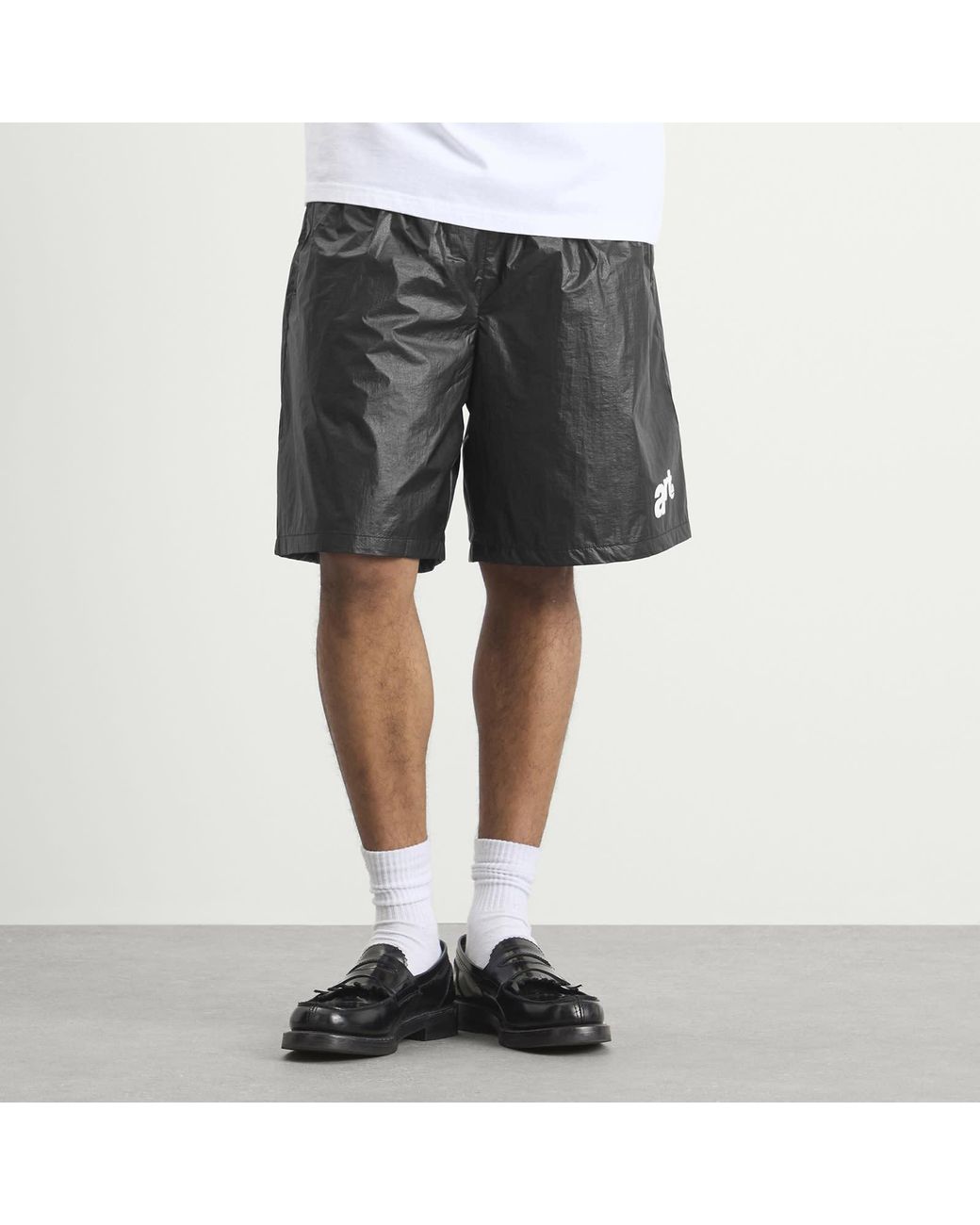 Arte' Gray Big Logo Shorts for men