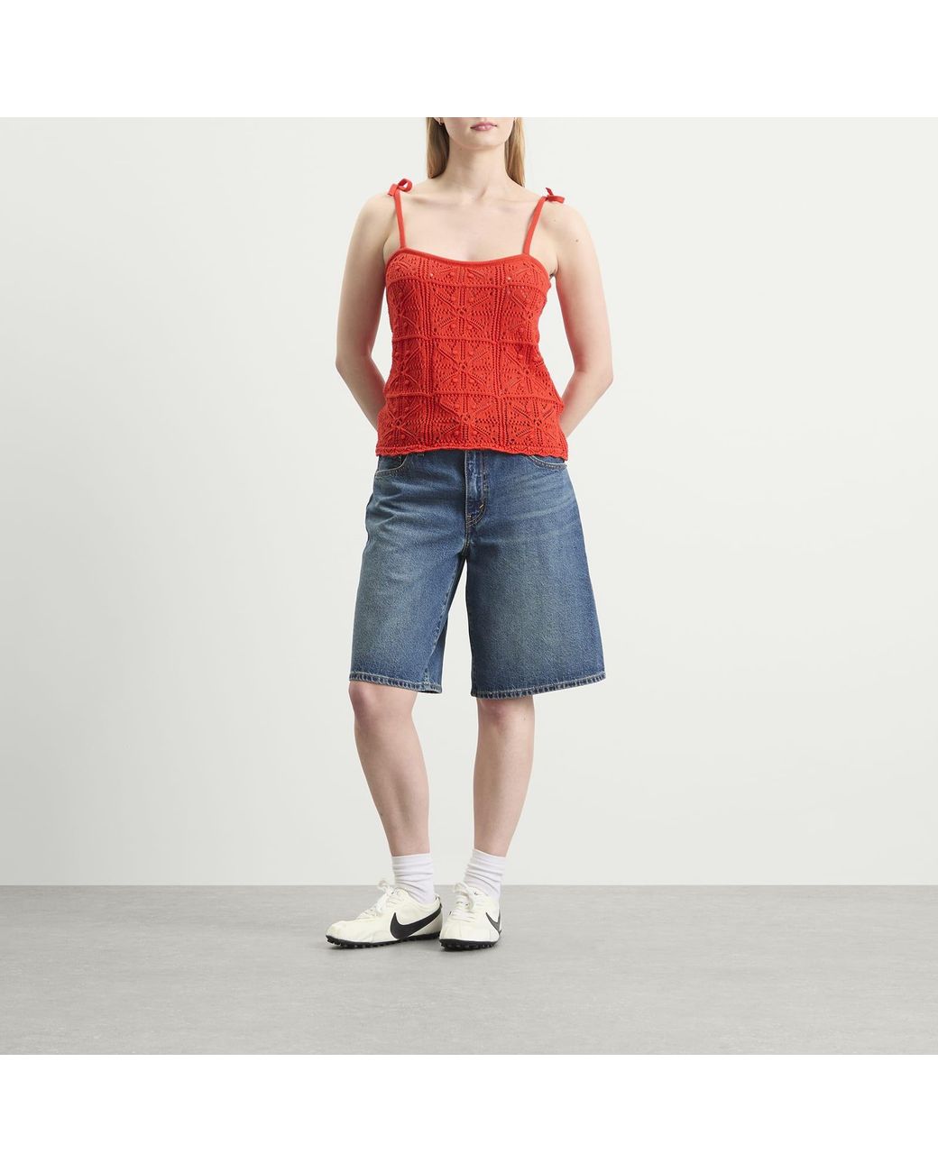 Levi's Red Abbey Tie Shoulder Crochet Tank