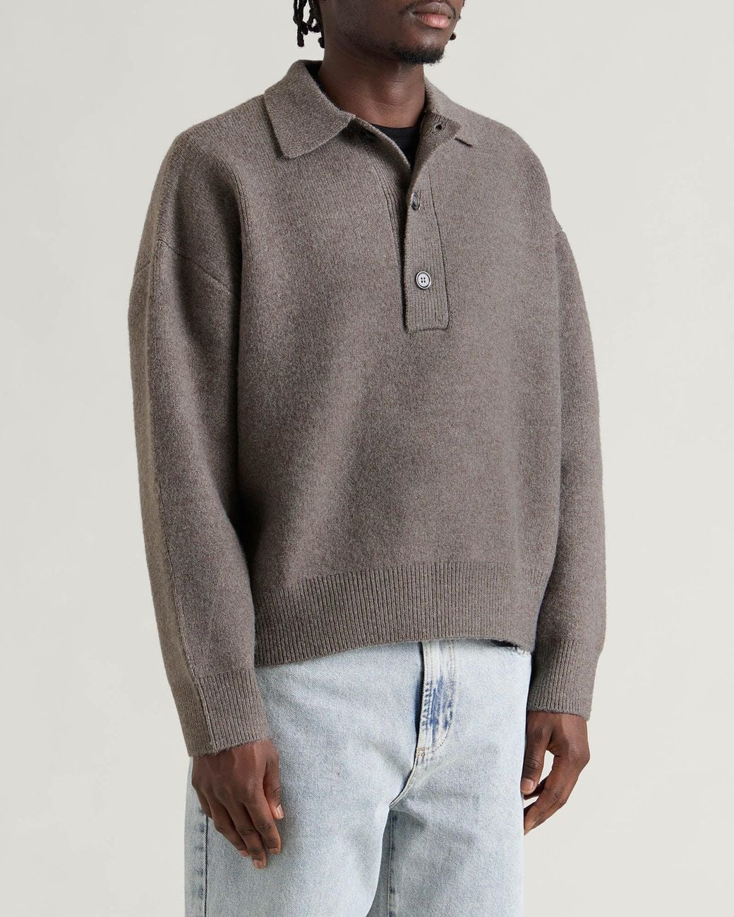 MKI Miyuki-Zoku Gray Double Knit Rugby for men