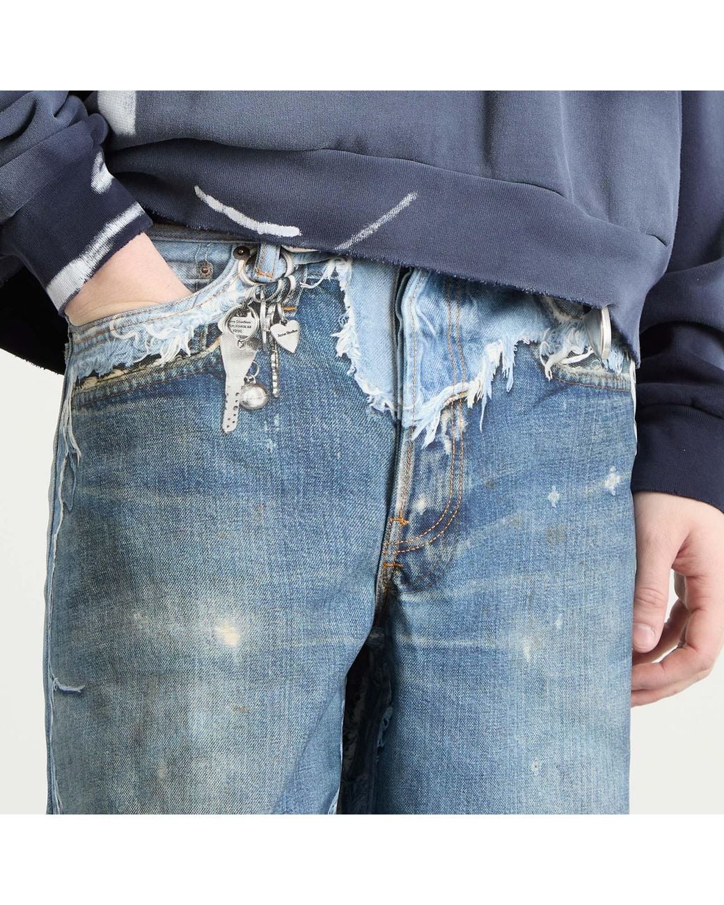 Acne Blue 1981 Trompe L'Oeil Skeleton Print Jeans for men
