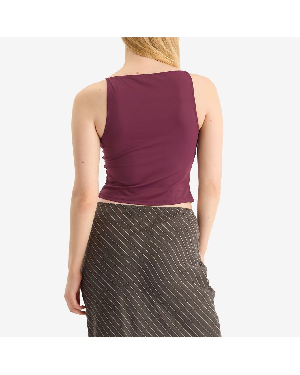 GOOD AMERICAN Purple Weightless Scuba Sleeveless Tank