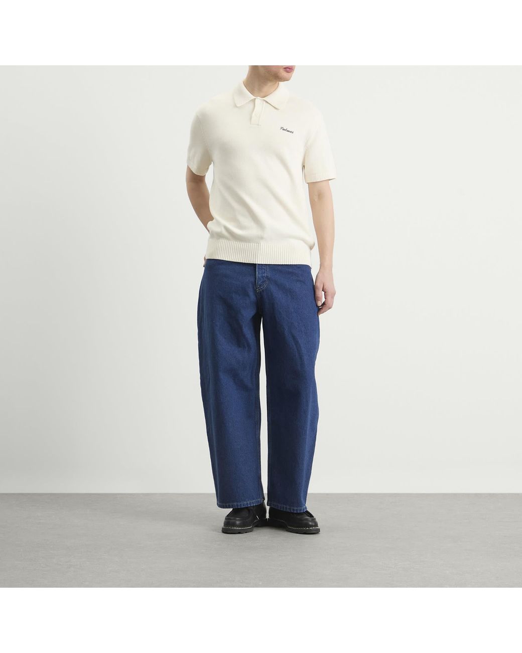 Palmes White Cotton Knit Polo for men