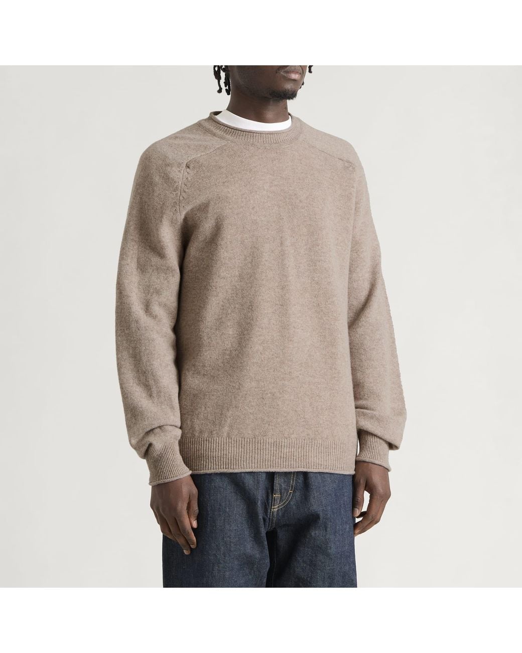 Pittari Natural Usk Lambswool Roll Collar Jumper for men