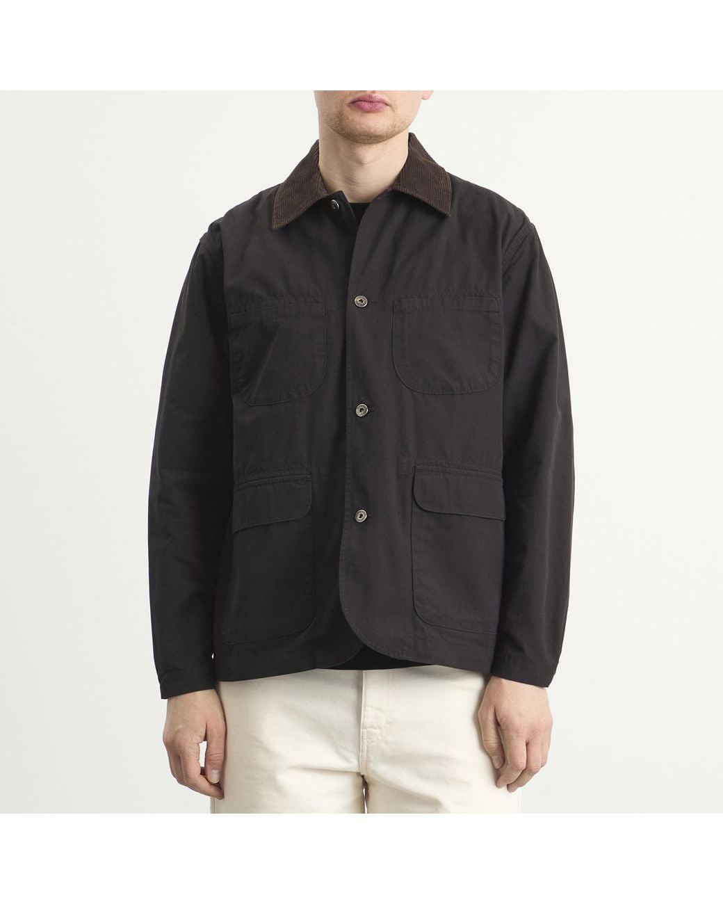 Universal Works Black Summer Canvas Labour Jacket for men