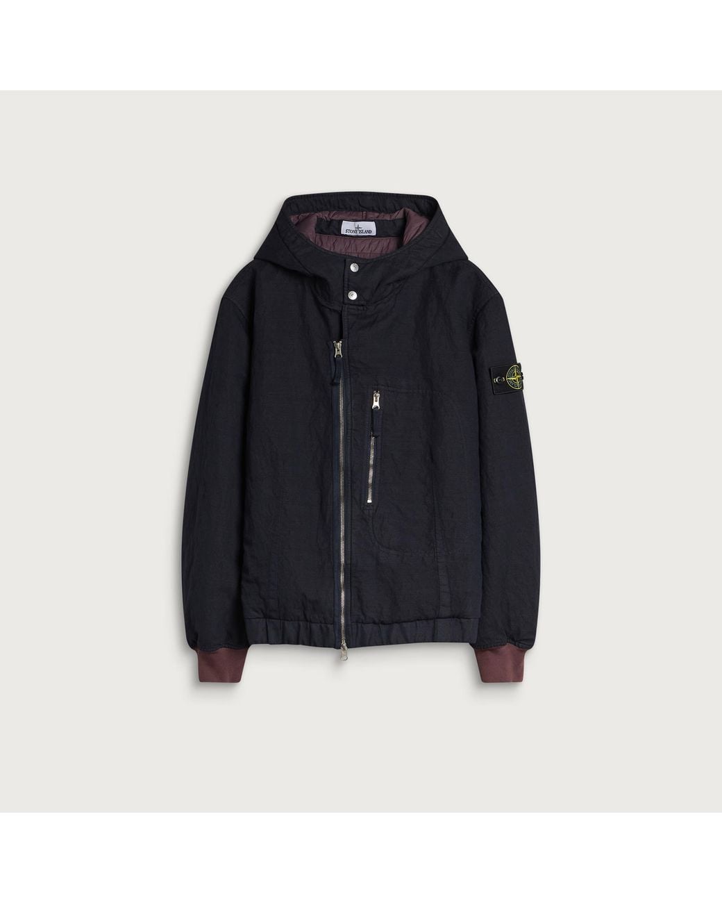 Stone Island Blue Diagonal Cotton Wool-Tc Garment Dyed Jacket for men