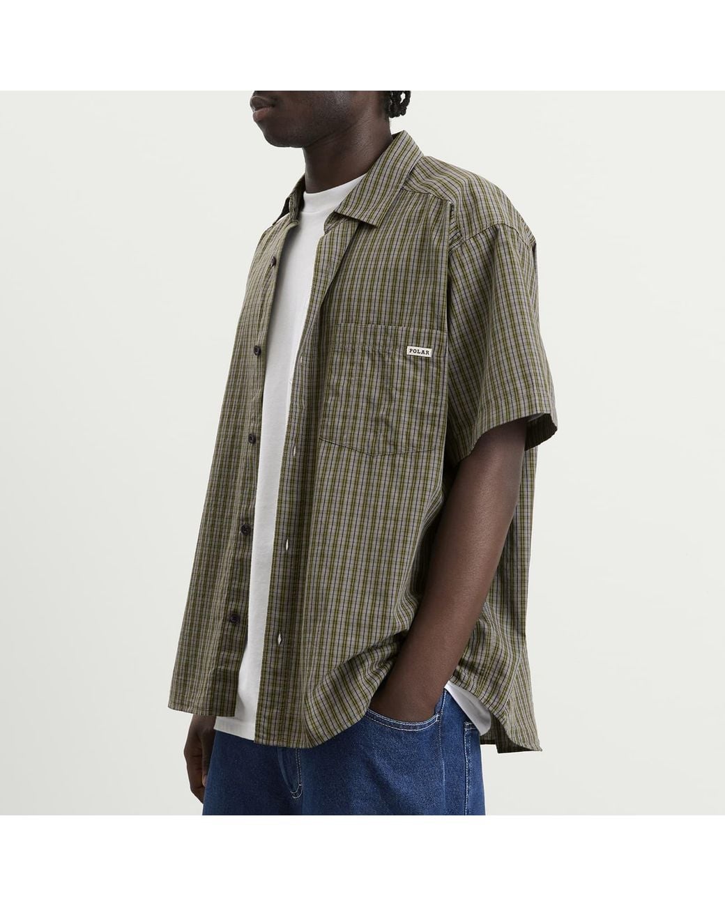 POLAR SKATE Green Mitchell Shorts Sleeve Shirt for men