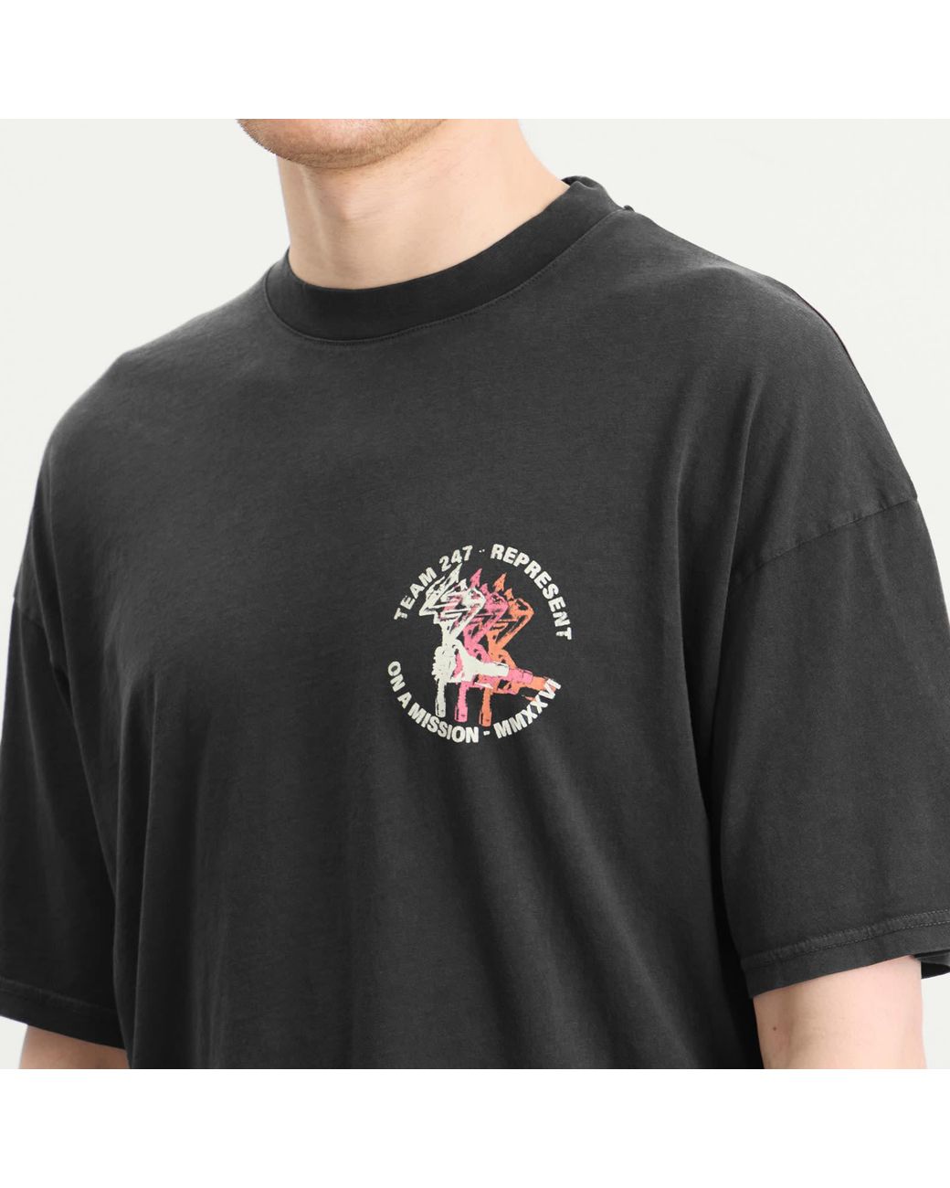 REPRESENT 247 Gray Torch Crop T-Shirt for men